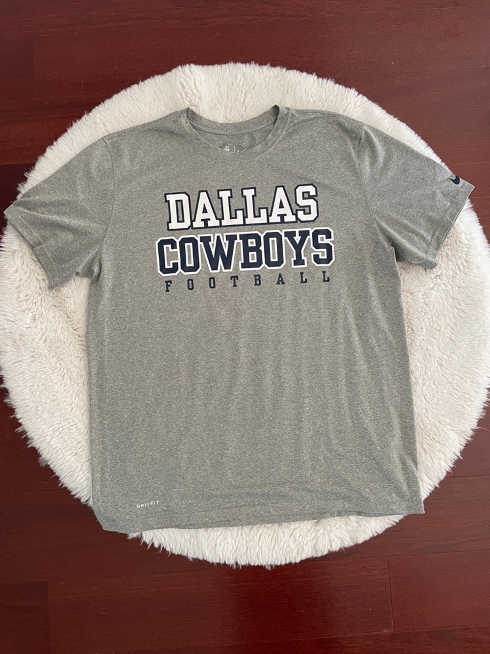 Nike Gray Dallas Cowboys Football Tee with Navy and White Logo